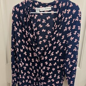 JH Collectibles Black Blouse with Pink Bow Pattern